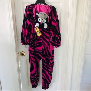 NWT J. ANIMALS Hot pink zebra costume/ pajamas comfy cozy onesie girls medium